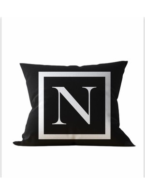 Palmia Home Çift Tarafı Baskılı Harfli Kırlent Kılıfı - N Harfi