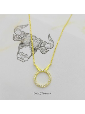 925 Gümüş Gümüş Boğa Burç Kolye 925 Ayar