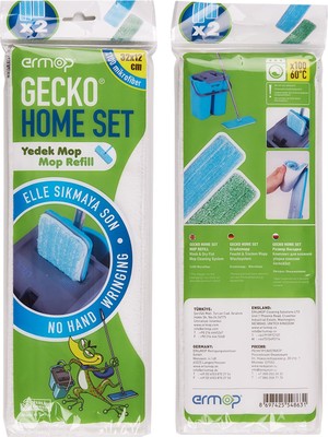 Ermop Gecko Home Set Mop Yedek Mikrofiber 2 Adet Yüksek Emicilik ve Dayanıklılık