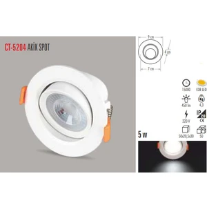 Ct-5204 5W/3200K Akik Cob LED Armatür (Günışığı)
