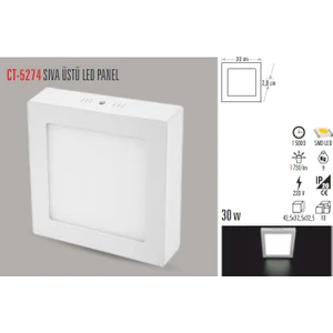 Ct-5274 30W Alm. S.ü LED Armatür Kare (Günışığı)