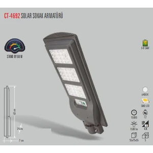 Ct-4692 60W Solar Sokak Armatür