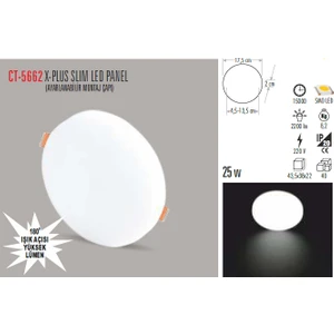 Ct-5662 22W/6000K x-Plus Slım LED Panel(Beyaz)
