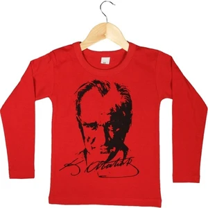Atatürk Baskılı Uzun Kollu 23 Nisan 19 Mayıs 30 Ağustos 10 Kasım Süper Kalite Çocuk T-Shirt