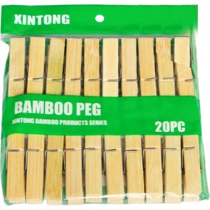 2 Paket 20'li  Bambu Mandal 40 Adet Ahşap Mandal