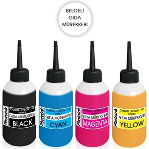 Canon / Hp Uyumlu 4X100 Ml. Gıda Mürekkep Seti,gıda Boyası 400ML