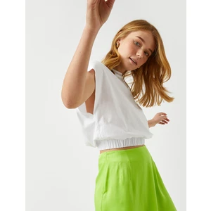 Beli Lastikli Pamuklu Crop Basic Tişört