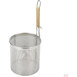 2x Noodle Yavalta Süzgeç Sepeti W / Kolu Pişirme Gereçleri 14 cm Çapı(Yurt Dışından)