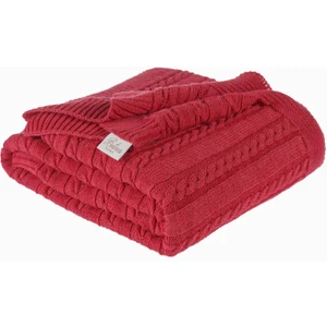 Örgü Koltuk Şalı 130 x 170 cm Kırmızı