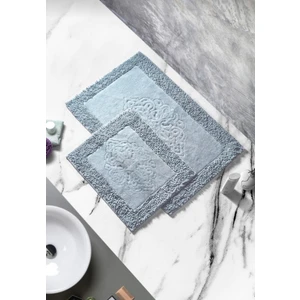Tiffany 2'li Pamuklu Klozet Takımı, Gri Banyo Paspas Seti