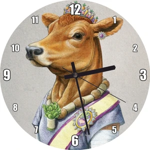 Cakatablo Elit Ingiliz Ineği Duvar Saati  (Çap 30X30 Cm)