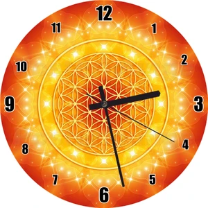 Cakatablo Yaşam Çiçeği Sarı Turuncu Duvar Saati  (Çap 30X30 Cm)