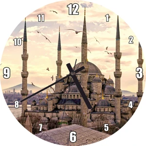 Cakatablo Istanbul Sultan Ahmet Camii Görseli Duvar Saati (Çap 30X30 Cm)