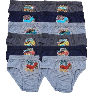 Erkek Çocuk Renkli Desenli Slip Külot Pamuklu 12LI Paket