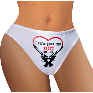 Dont Talk Shoot Baskılı Kadın Külot, Slip, Komik,fantazi, Egzotik, Mesajlı Iç Çamaşırı (Beyaz)(Medium)