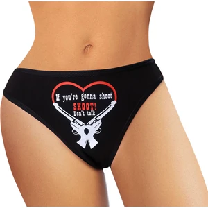 Dont Talk Shoot Baskılı Kadın Külot, Slip, Komik,fantazi, Egzotik, Mesajlı Iç Çamaşırı (Siyah)(Medium)