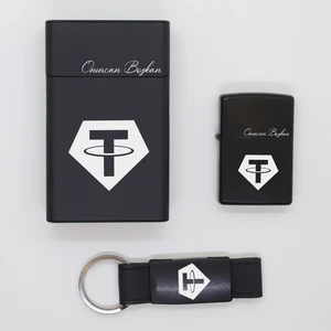 Ada Lazer Kişiye Özel Tether (Usdt) Metal Sigara Kutusu, Zippo Çakmak ve Anahtarlık Seti