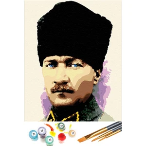 Sayılarla Boyama Seti 40 x 50 cm Tuval Şasesine Gerili Atatürk