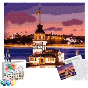 Sayılarla Boyama Seti 40 x 50 cm Tuval Şasesine Gerili Kız Kulesi