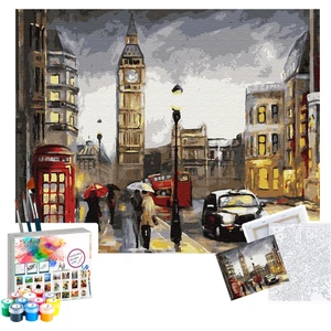 Sayılarla Boyama Seti 40 x 50 cm Tuval Şasesine Gerili Londra Sokakları