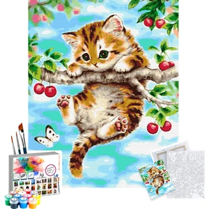 Sayılarla Boyama Seti 40 x 50 cm Tuval Şasesine Gerili Yaramaz Yavru Kedi