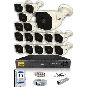 16 Kameralı Set - 5 Mp Sony Lensli Full HD Gece Görüşlü Güvenlik Kamerası Sistemi - Cepten İzle