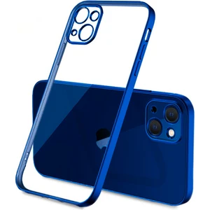 iPhone 13 6.1inç Renkli Kenar Şeffaf Kılıf Kamera Korumalı Silikon Kılıf