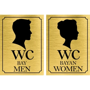 Bay Bayan Wc Yazısı 13 x 18 cm Metal Gold 2'li