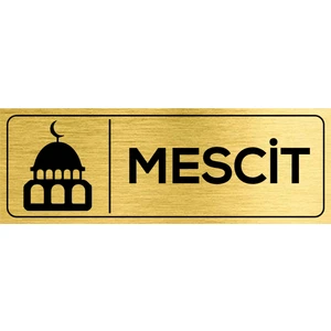 Mescit Kapı Yazısı Metal Kapı Isimliği Gold 23 x 8 cm