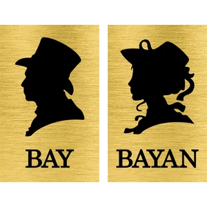 Bay-Bayan Wc Yönlendirme Yazısı Metal 8X13CM 2 Adet