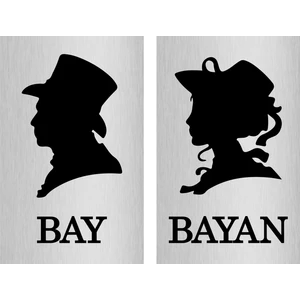 Bay-Bayan Wc Yönlendirme Yazısı Metal 8X13CM 2 Adet