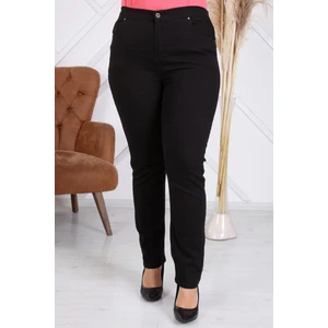 Beli Lastikli Büyük Beden Siyah Kot Pantolon