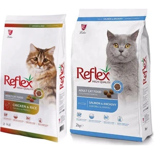 Tavuklu Renkli Taneli, Balıklı Yetişkin Kedi Maması 2 kg x 2 Adet
