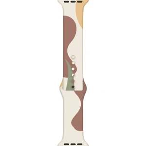 Apple Watch Seri 10 42MM,  Seri 9/8/7/6/se/5/4/3 Desenli Silikon Kordon 41MM 40MM 38MM Uyumlu Krem-Kahve