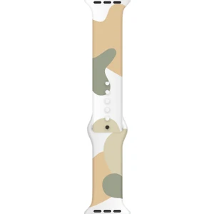 Apple Watch Seri 10 46MM, Seri 9/8/7/6/se/5/4/3 Desenli Silikon Kordon 45MM 44MM 42MM Uyumlu Krem-Yeşil