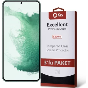 Kzy Samsung Galaxy S22 Plus Temperli Ekran Koruyucu Kırılmaz Cam Ekonomik 3'lü Paket