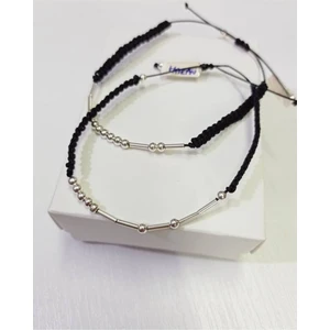 Minik Bi Hediye Gümüş Renkli Boncuklu Unisex Çift Mors Alfabesi Bileklik