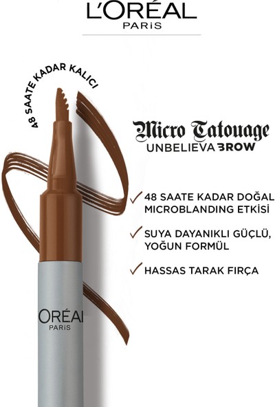 L'Oréal Paris Unbelieva Brow Micro Tatouage Kaş Kalemi - 108 Dark Brunette