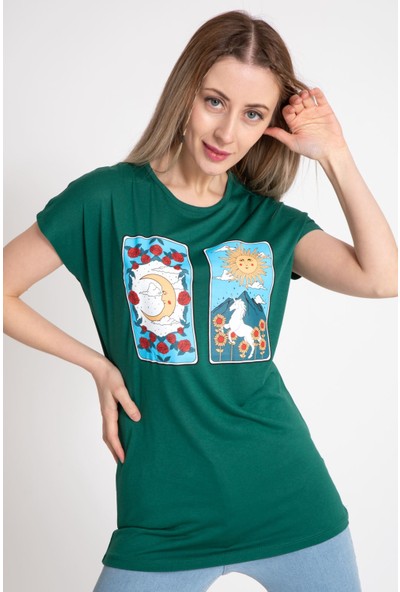 Giysa Kadın Salaş Baskılı Benetton Tshirt