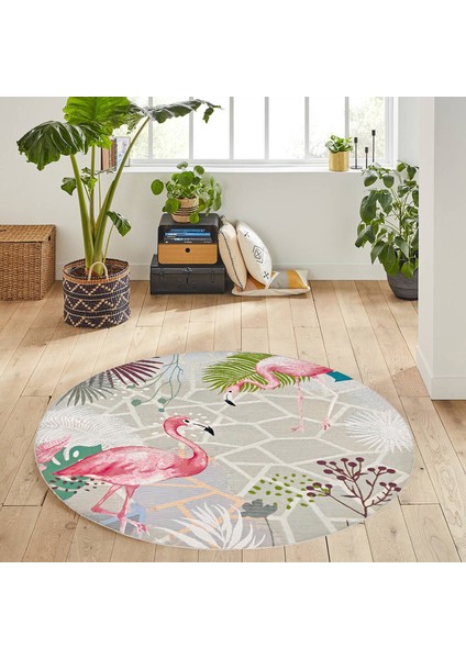 Dijital Baskı Yıkanabilir Kaymaz Taban Yuvarlak Halı RVG7185