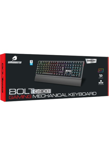 G908 Bolt Rainbow Aydınlatmalı Blue Switch Mekanik Bileklikli Oyun Klavyesi