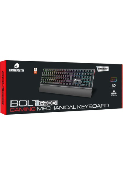 Gamebooster GB-G908 Bolt Red Switch Rainbow Mekanik Gaming Klavye