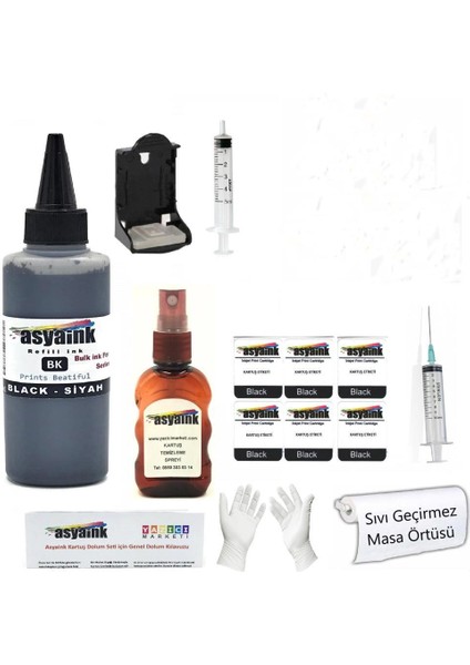 Hp Deskjet F380 Yazıcı Uyumlu Siyah Kartuş Dolum Seti