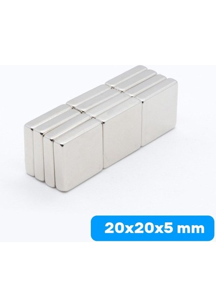 Güçlü Kare Neodyum Mıknatıs 20X20X5 mm