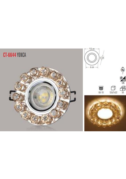 Ct-6644 Yonca Cam SPOT(GU10) (Ampulsuz)