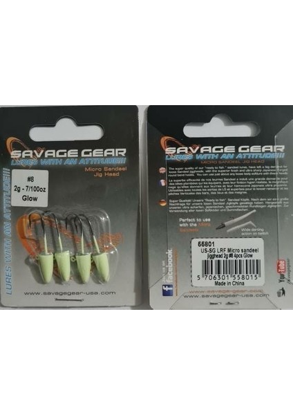 Lrf Micro Sandeel Jigghead 2g #8 4pcs Glow Suni Yem fiyatları
