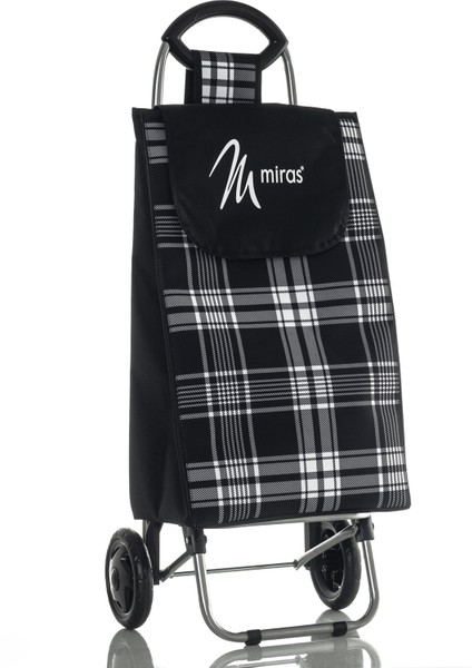 Ekose Pazar Arabası - Büyük Çantalı Ses Çıkarmayan Tekerlekli Pazar Arabası