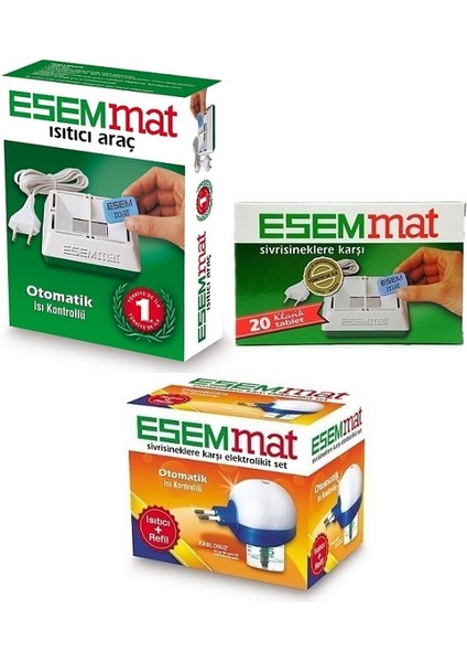 Kablolu Otomatik Isı Kontrollü Cihaz + Sivrisinek Kovucu T. 20 Adet + Isı Kontrollü Elektrolikit