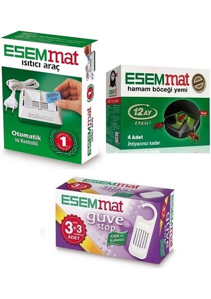 Kablolu Otomatik Isı Kontrollü Cihaz + Güve Stop (3 Askı + 3 Çekmece) + Hamam Böceği Yemi