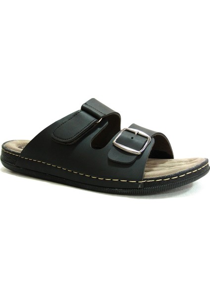 Siyah Tokalı Cırtlı Anatomik Erkek Terlik